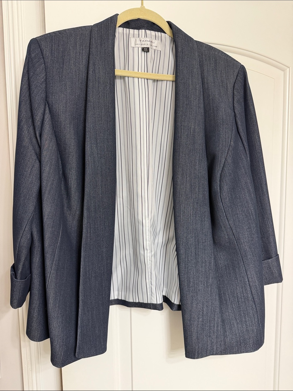 Tahari ASL Women's Navy Open-Front Blazer